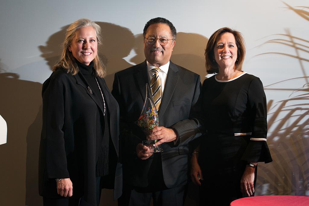 CMA Board President Rachel Hodges, John Richard Craft Leadership Award Recipient Luther J. Battiste III, and CMA Executive  Director Della Watkins