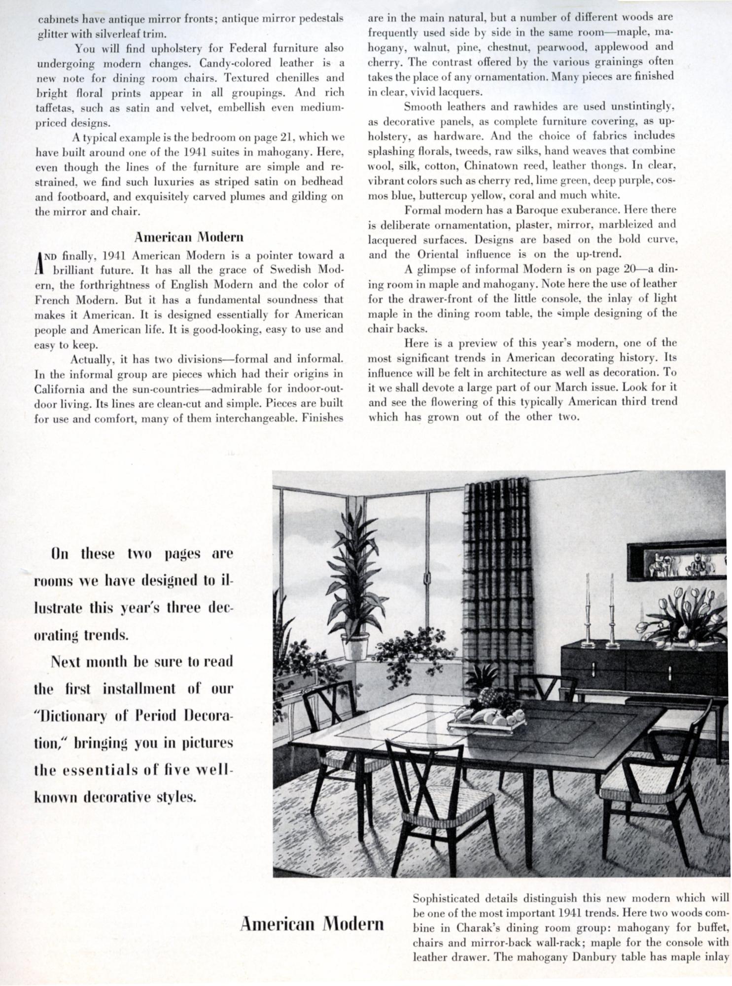 Second page of the article, featuring the American modern style