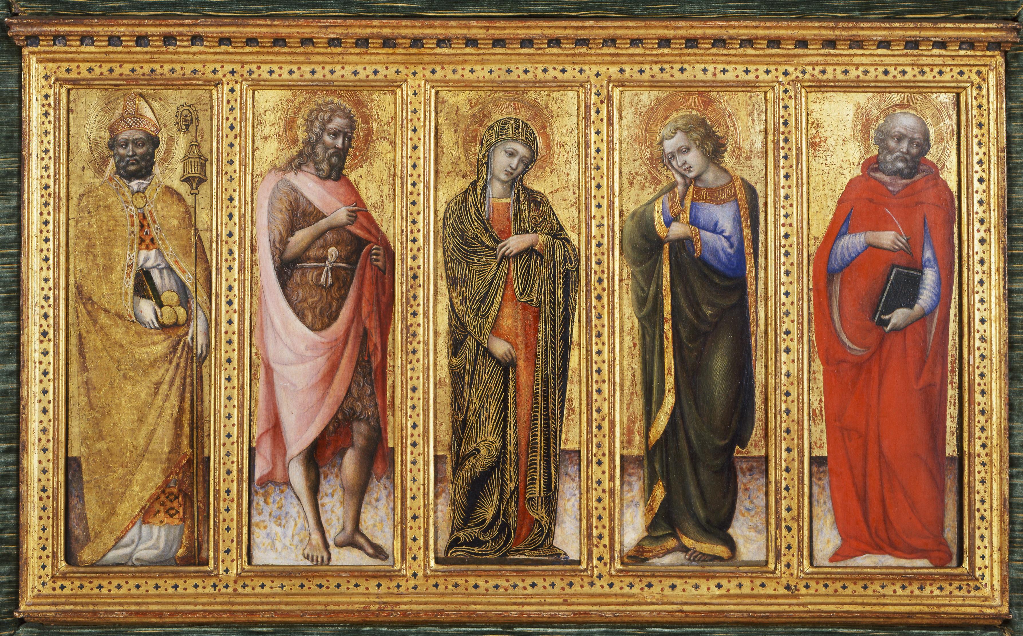 Tempera painting called The Virgin and Four Saints, circa 1450. From a Venetian workshop, possibly that of Michele Giambono.