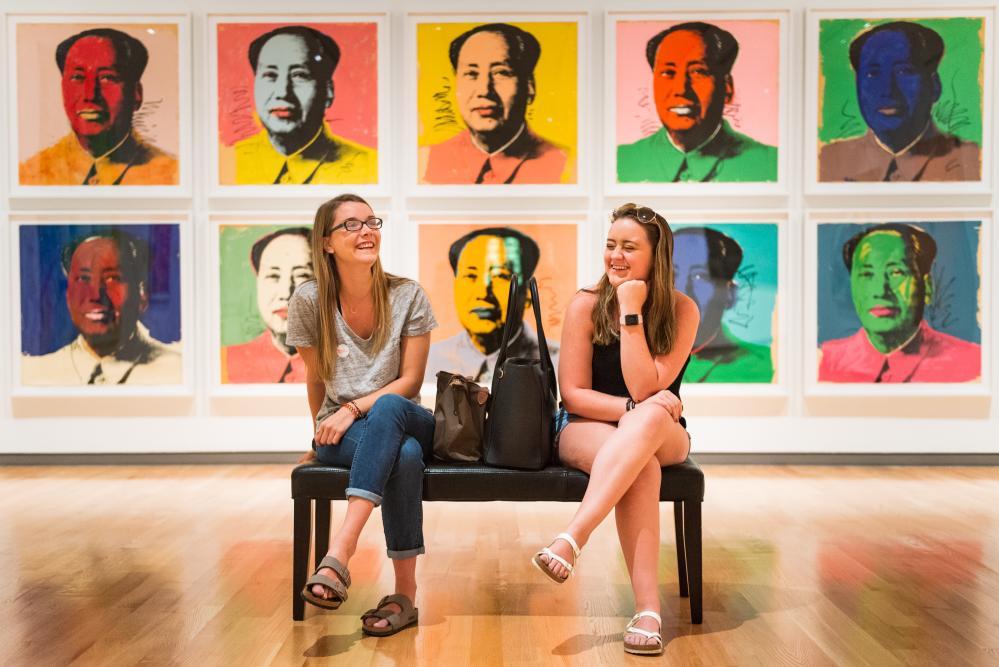 Teenagers in a modern art gallery