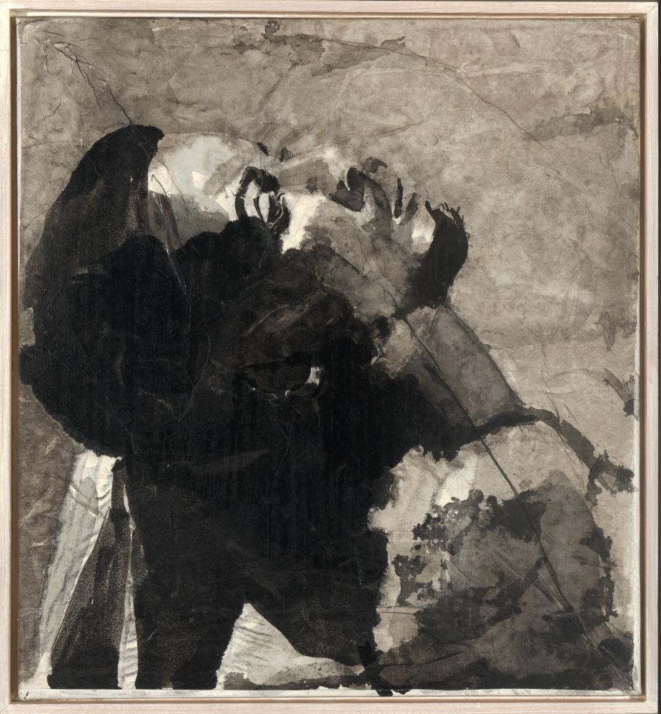 Art piece of a self portrait of Darrel Ellis with grey tones
