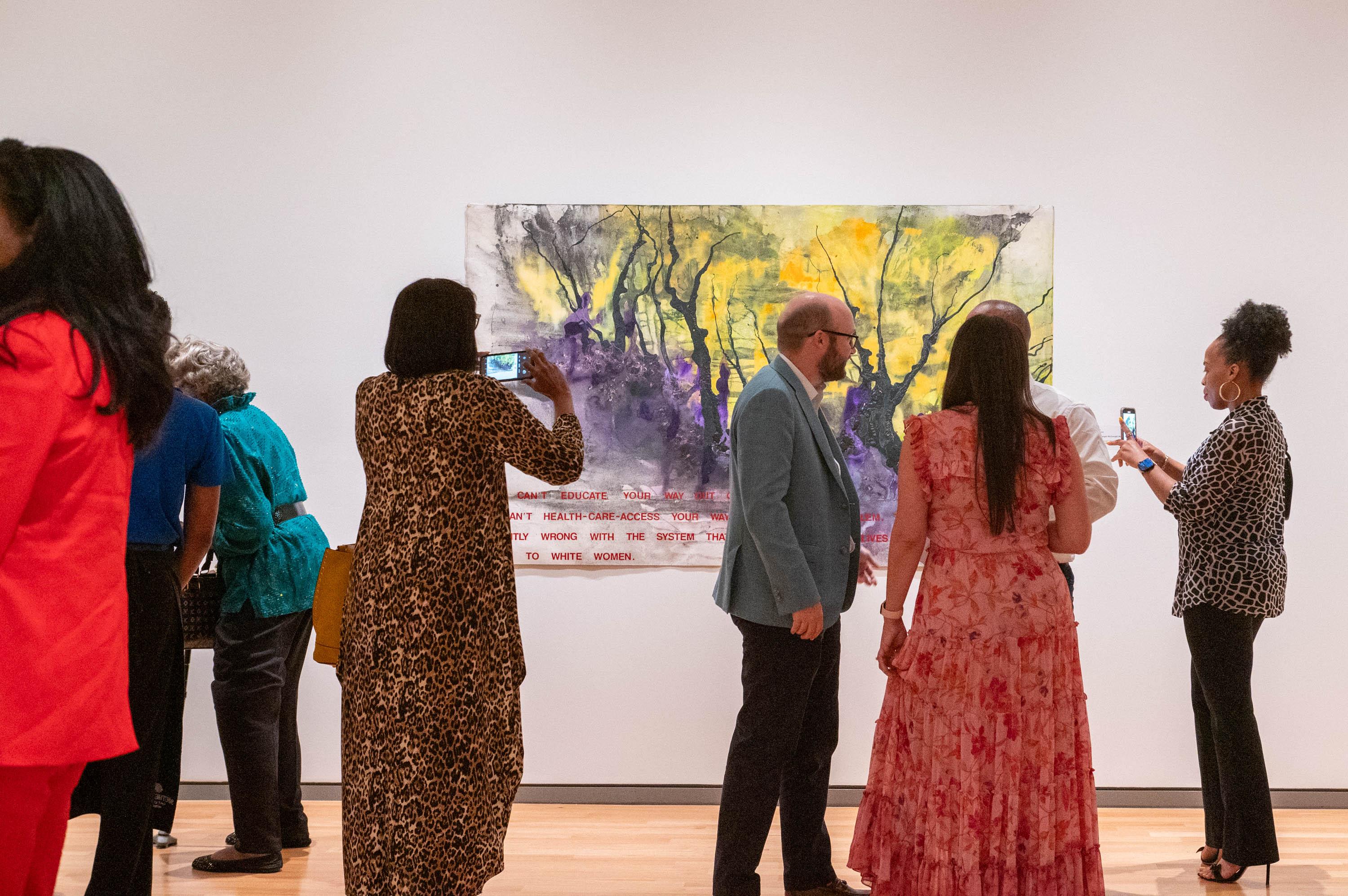 Visitors looking at Rodney McMillian’s Mississippi Appendectomy 